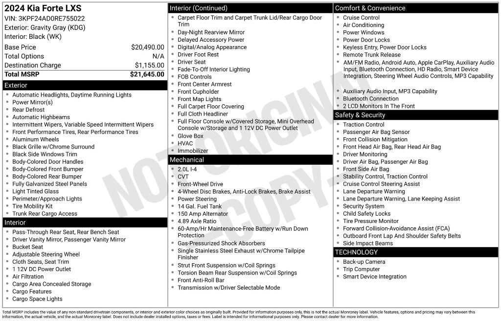 used 2024 Kia Forte car, priced at $16,171