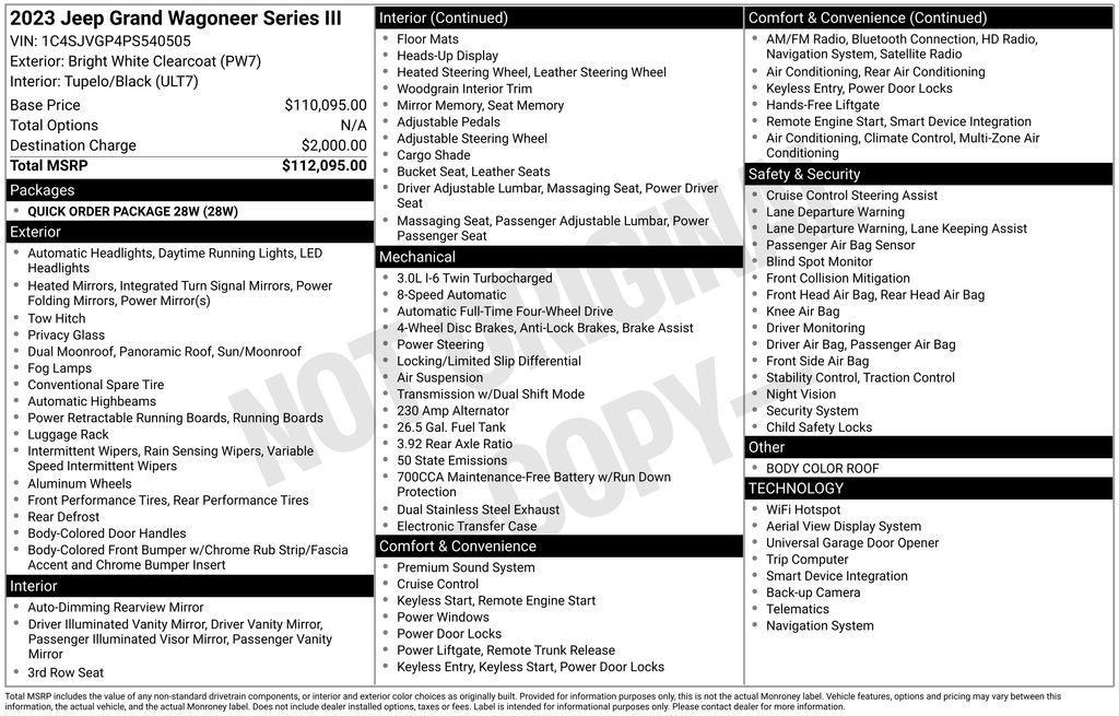 used 2023 Jeep Grand Wagoneer car, priced at $60,000