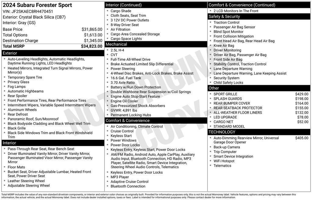 used 2024 Subaru Forester car, priced at $30,000
