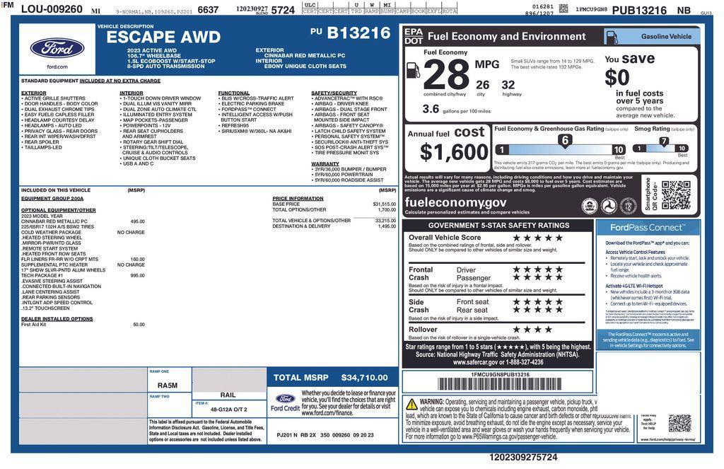 used 2023 Ford Escape car, priced at $25,000