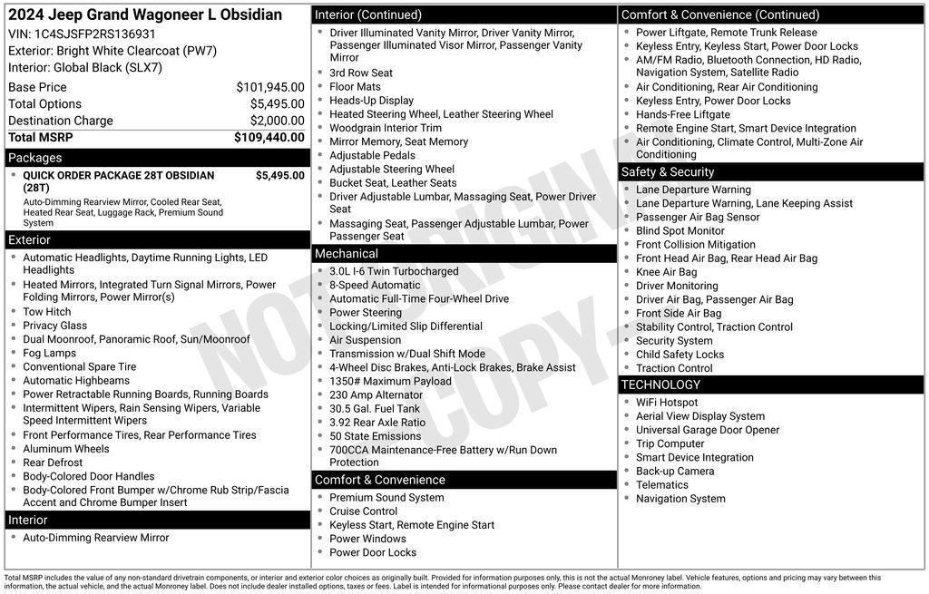 used 2024 Jeep Grand Wagoneer L car, priced at $57,225