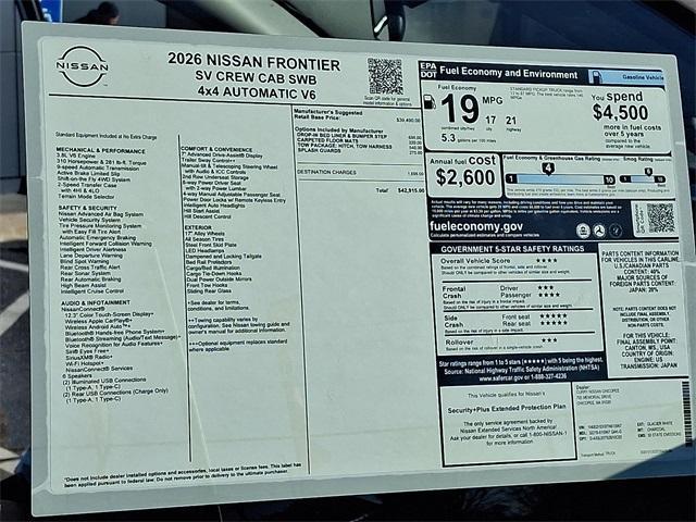 new 2026 Nissan Frontier car, priced at $39,246