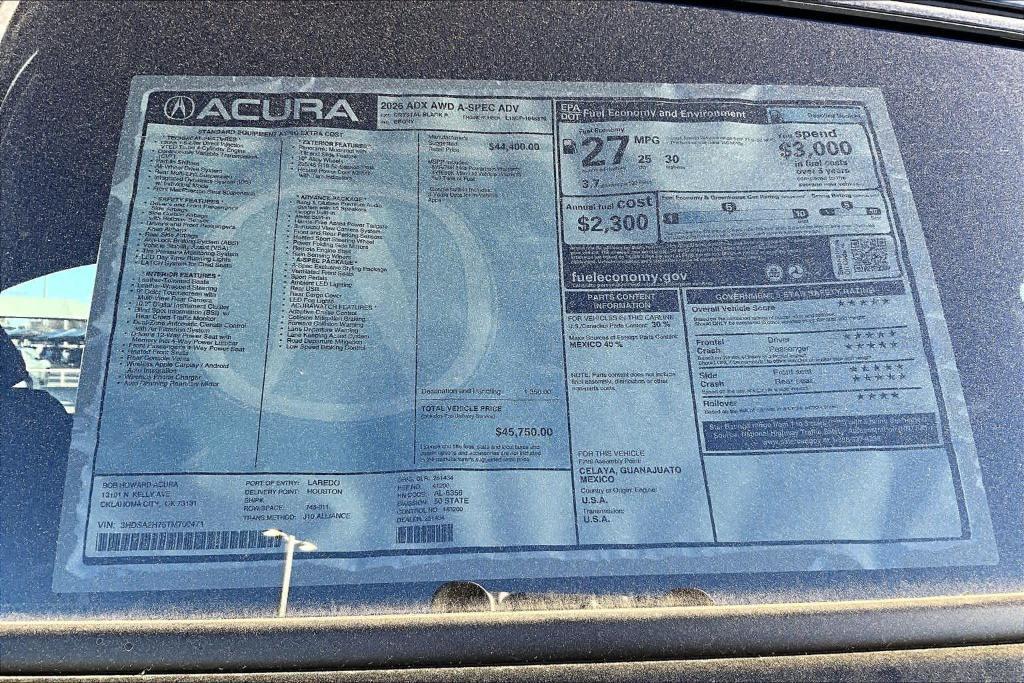 new 2026 Acura ADX car, priced at $45,750