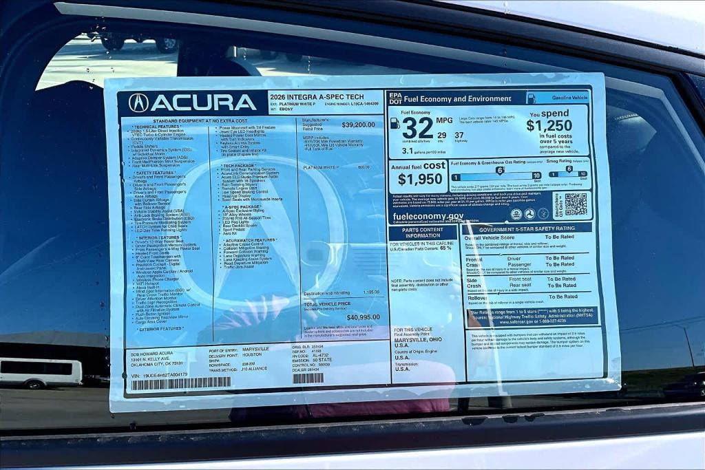new 2026 Acura Integra car, priced at $40,995