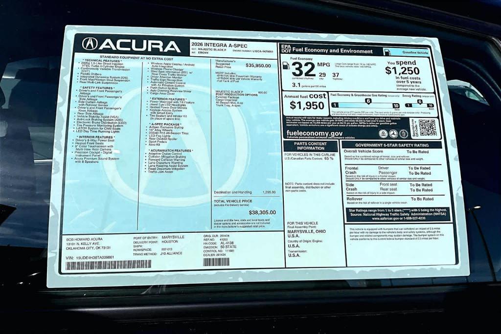 new 2026 Acura Integra car, priced at $38,305