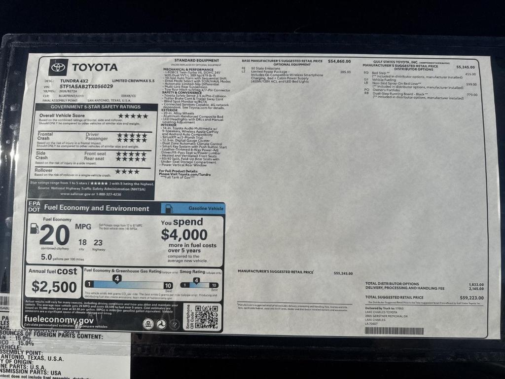 new 2026 Toyota Tundra car, priced at $53,241
