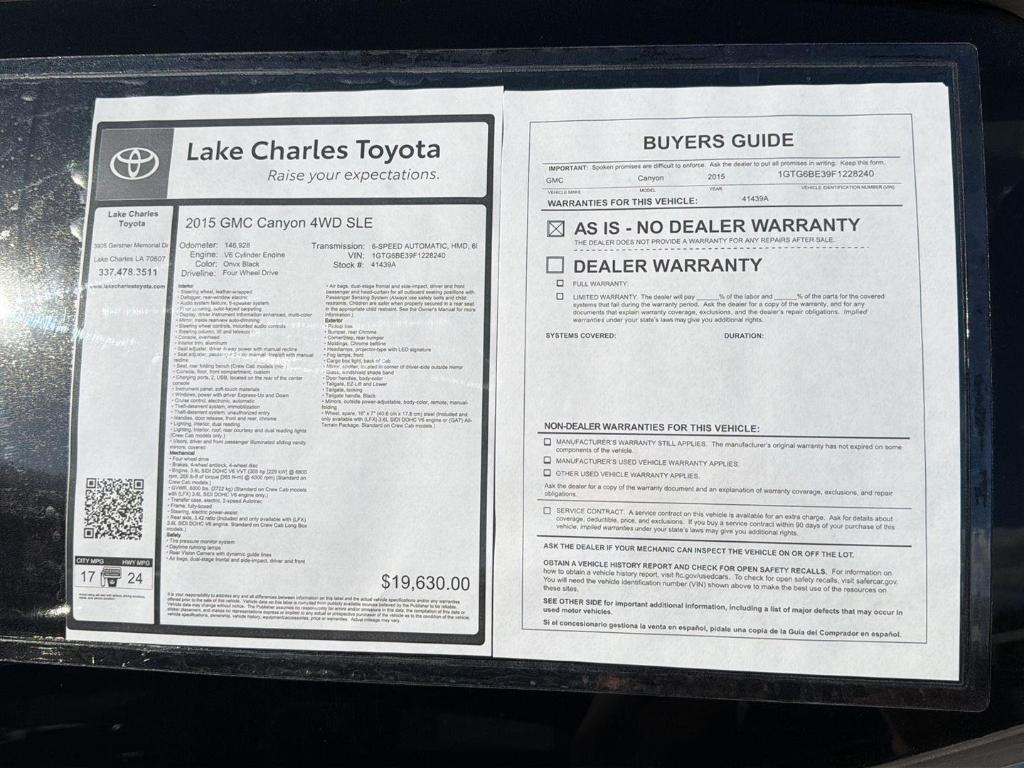 used 2015 GMC Canyon car, priced at $16,829