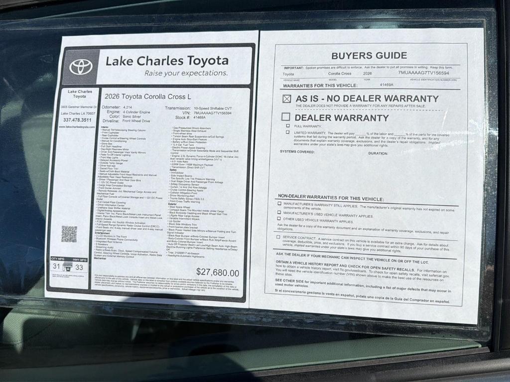 used 2026 Toyota Corolla Cross car, priced at $27,680