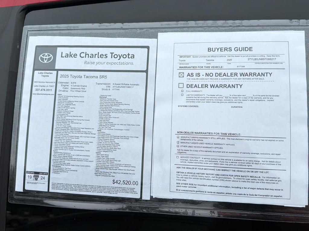 used 2025 Toyota Tacoma car, priced at $40,998