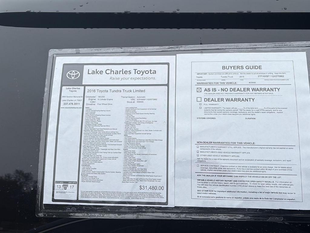 used 2016 Toyota Tundra car, priced at $21,898