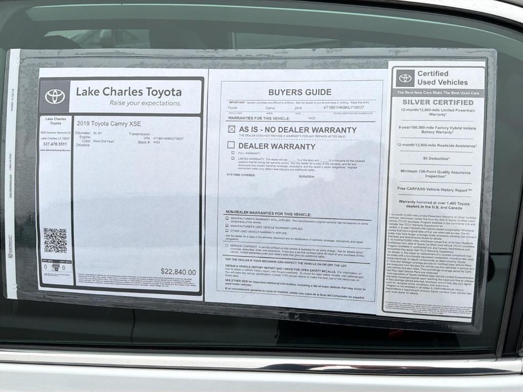 used 2019 Toyota Camry car, priced at $22,349