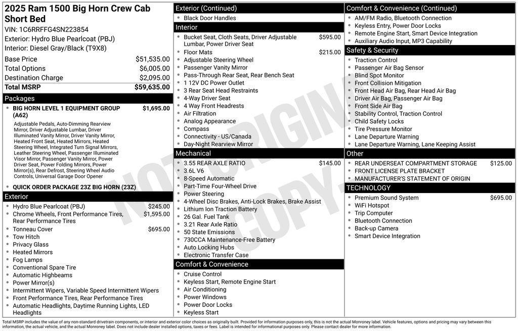 new 2025 Ram 1500 car, priced at $57,272