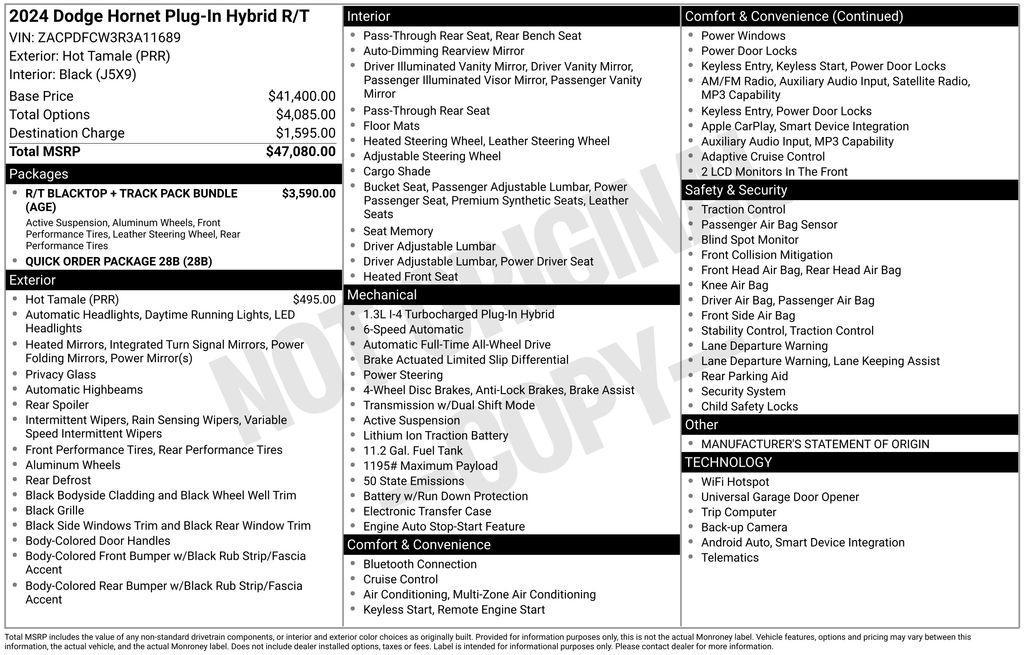 new 2024 Dodge Hornet car, priced at $44,074