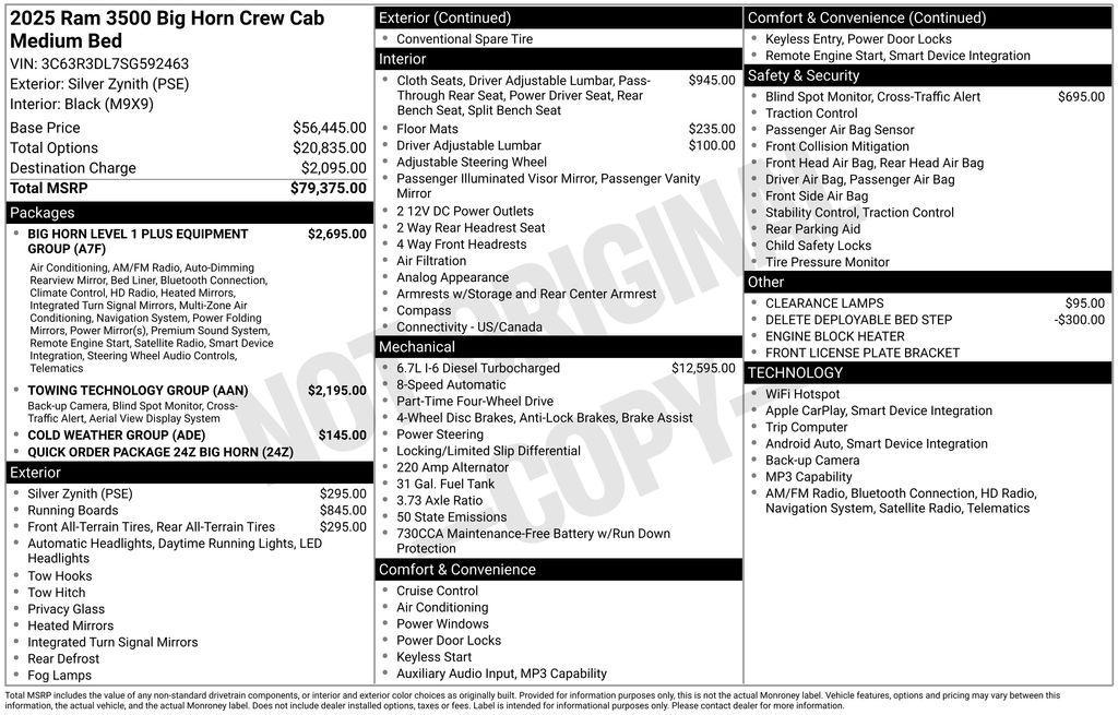 new 2025 Ram 3500 car, priced at $71,239