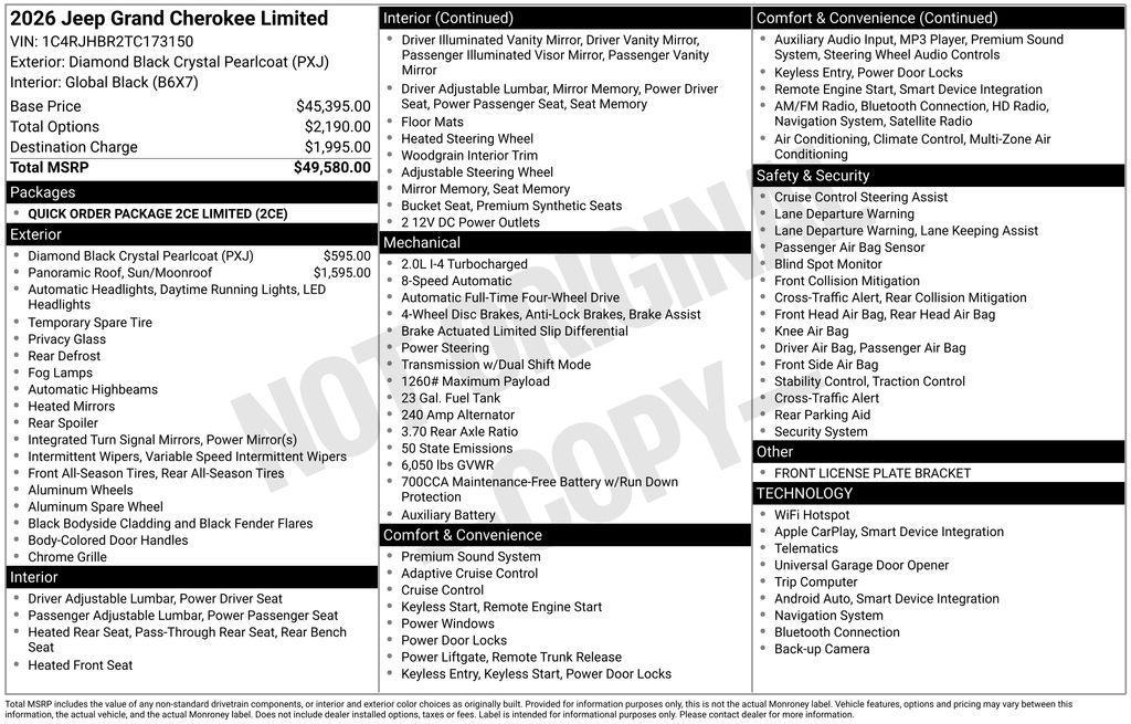 new 2026 Jeep Grand Cherokee car, priced at $49,280