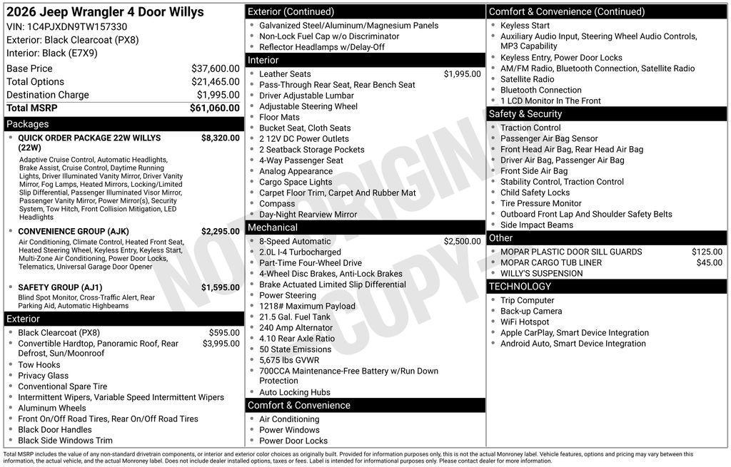 new 2026 Jeep Wrangler car, priced at $56,467