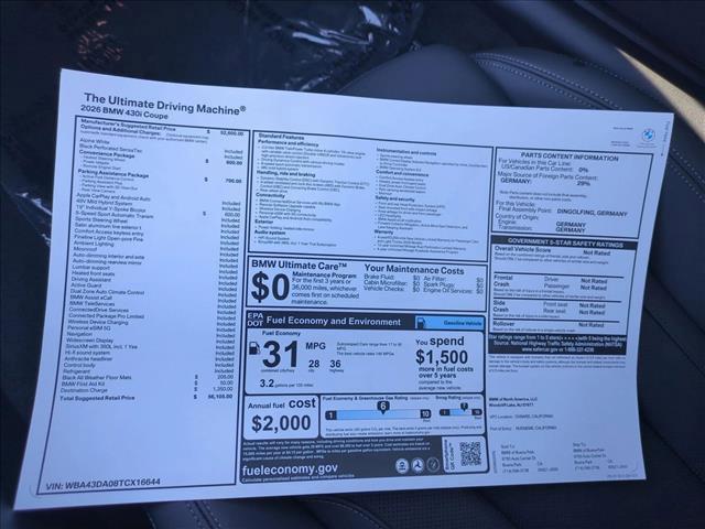new 2026 BMW 430 car, priced at $56,105