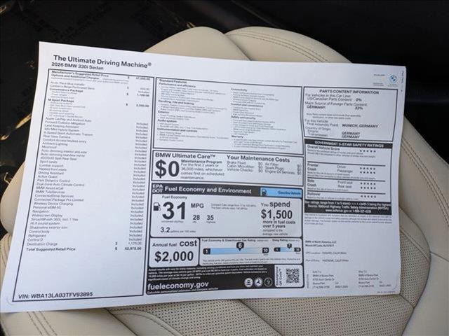 new 2026 BMW 330 car, priced at $52,975