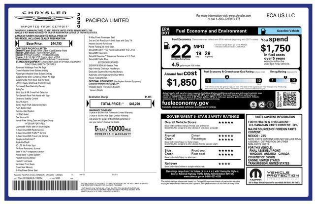 used 2020 Chrysler Pacifica car, priced at $18,293