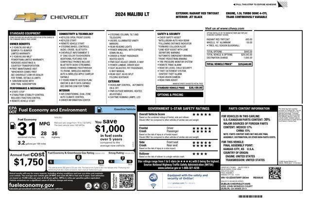 used 2024 Chevrolet Malibu car, priced at $17,693