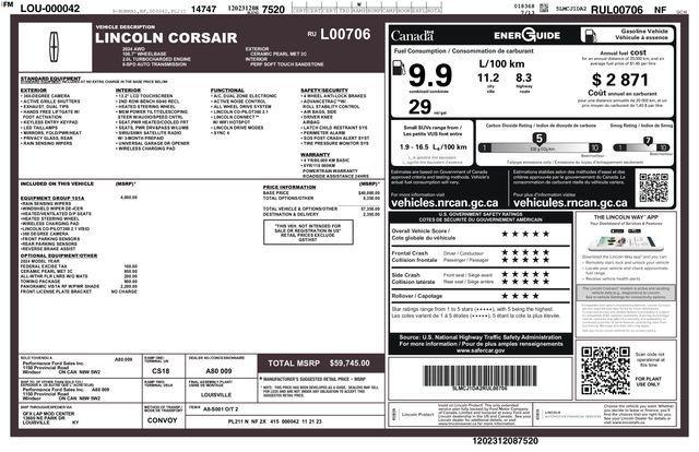used 2024 Lincoln Corsair car, priced at $34,993
