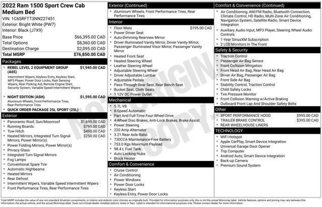 used 2022 Ram 1500 car, priced at $36,993