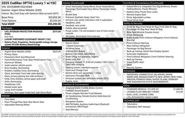 new 2025 Cadillac OPTIQ car, priced at $56,970
