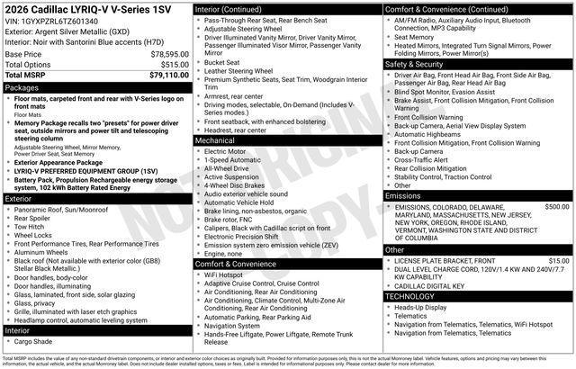 new 2026 Cadillac LYRIQ car, priced at $80,590