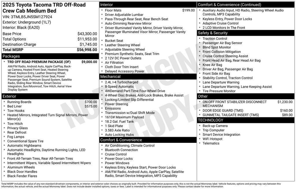 used 2025 Toyota Tacoma car, priced at $41,964