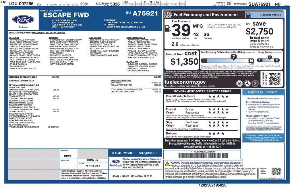 used 2025 Ford Escape car, priced at $34,665