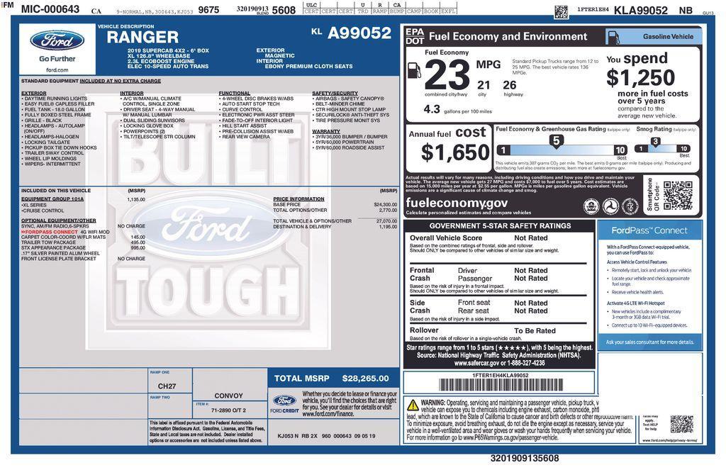 used 2019 Ford Ranger car, priced at $17,988