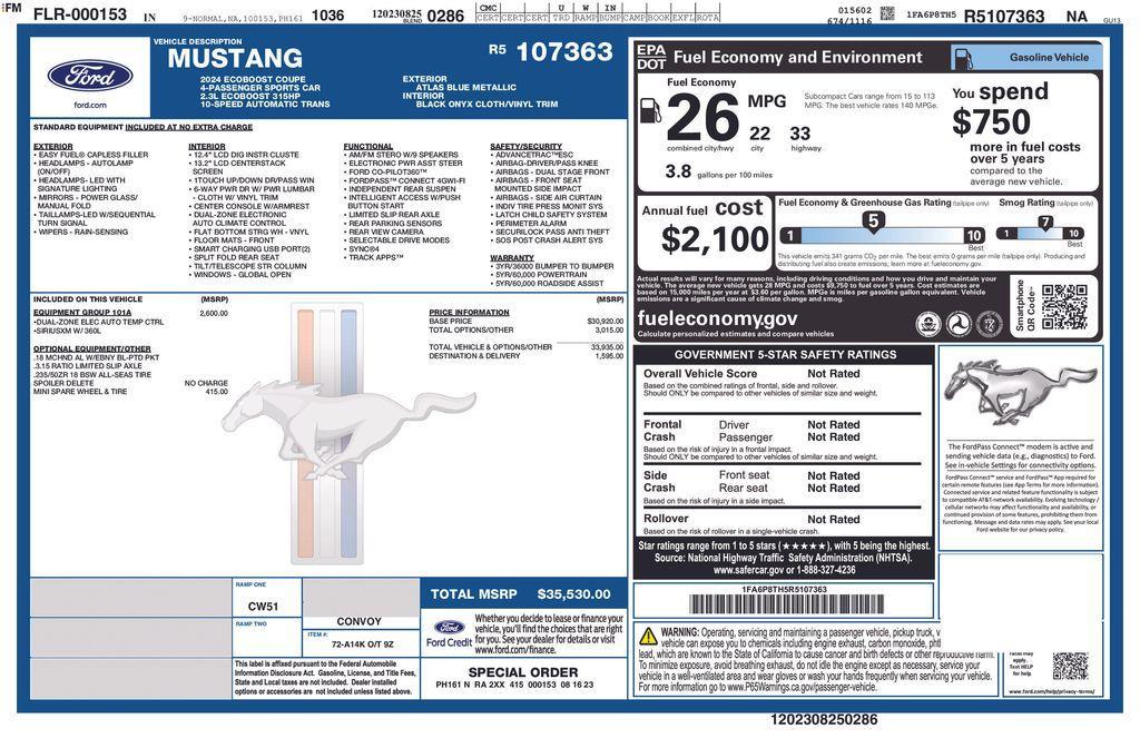 used 2024 Ford Mustang car, priced at $26,988