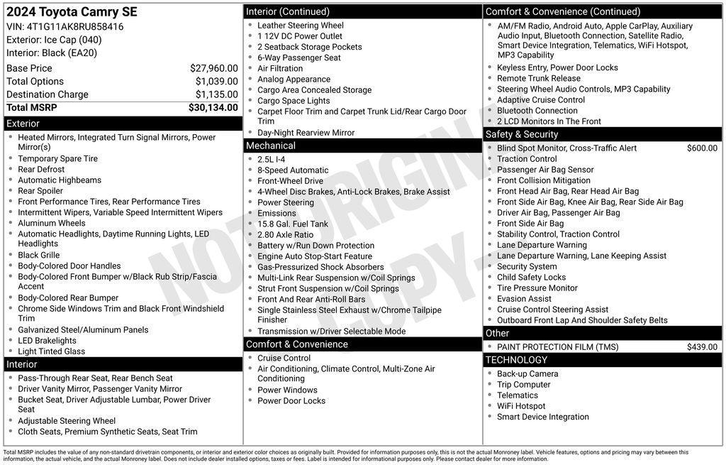 used 2024 Toyota Camry car, priced at $25,195
