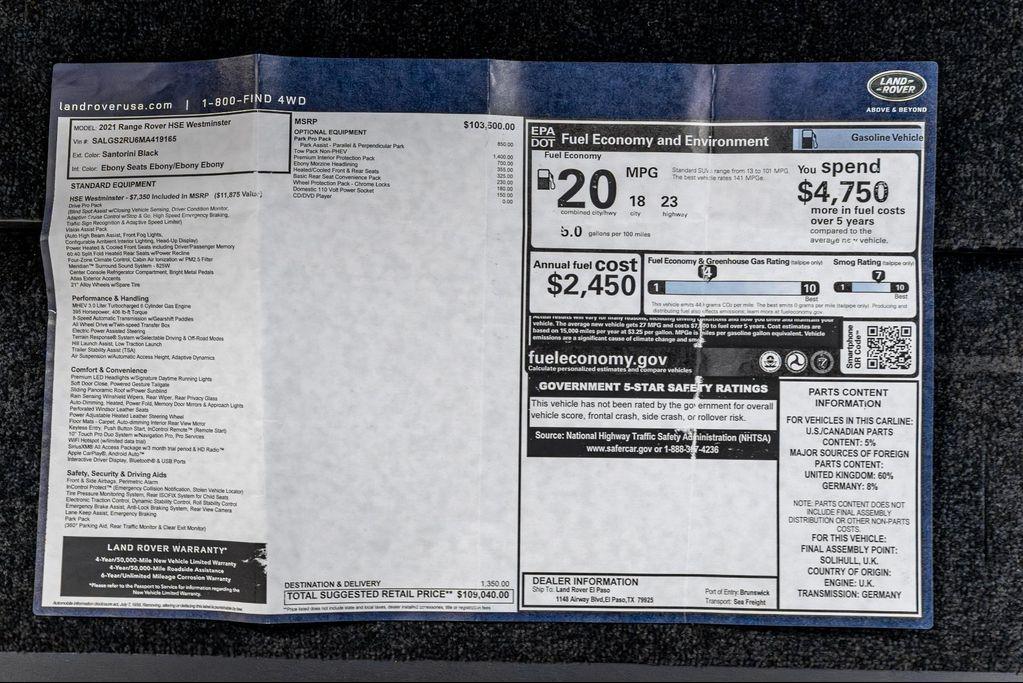 used 2021 Land Rover Range Rover car, priced at $56,995