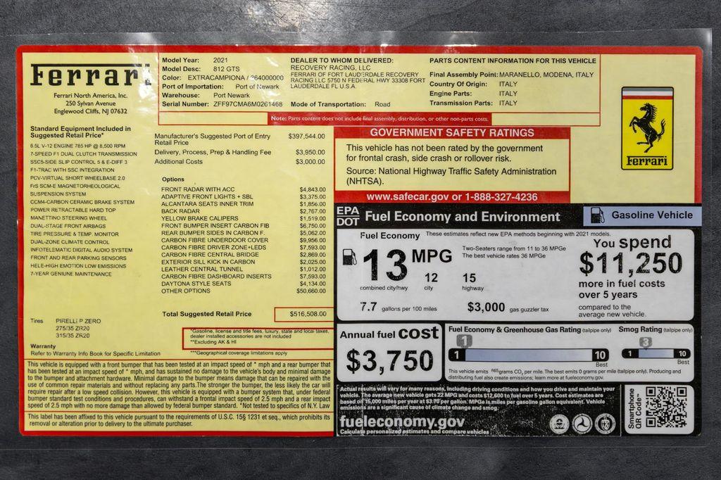 used 2021 Ferrari 812 GTS car, priced at $514,995