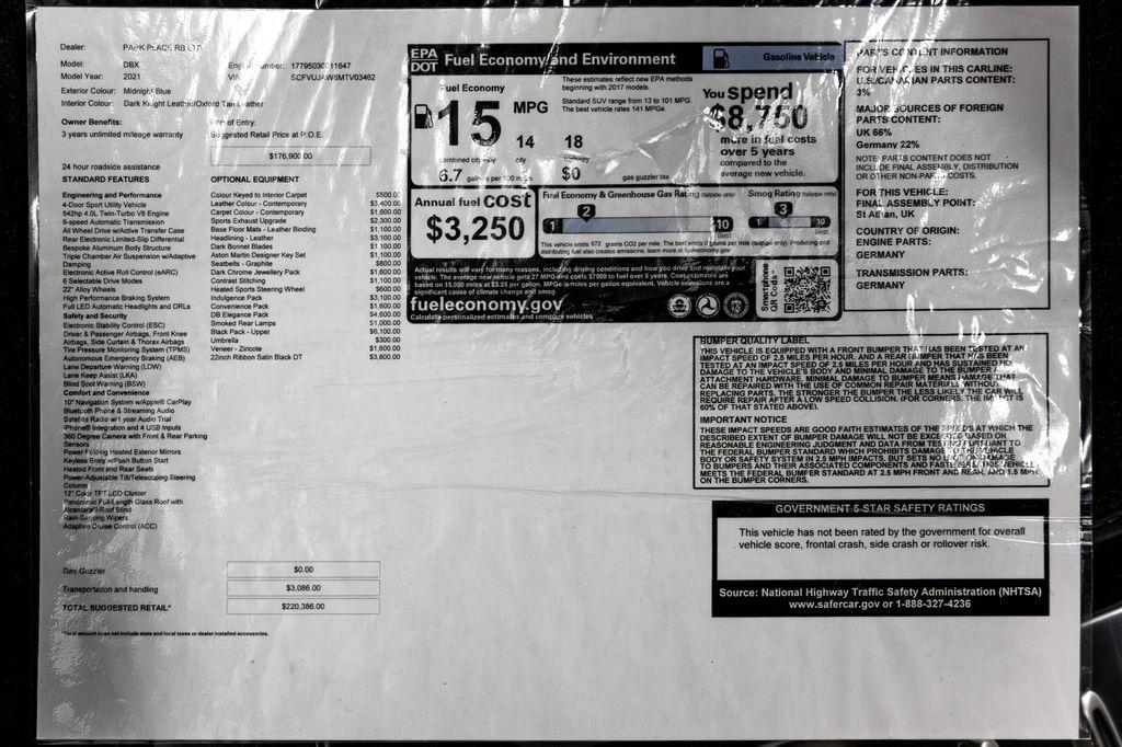 used 2021 Aston Martin DBX car, priced at $92,995