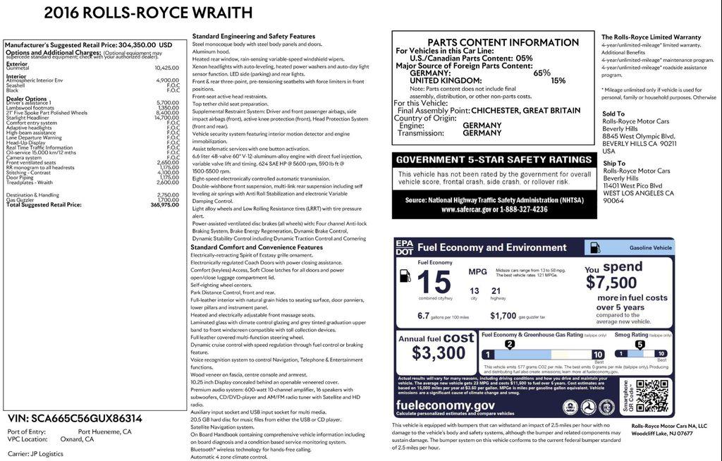 used 2016 Rolls-Royce Wraith car, priced at $150,995