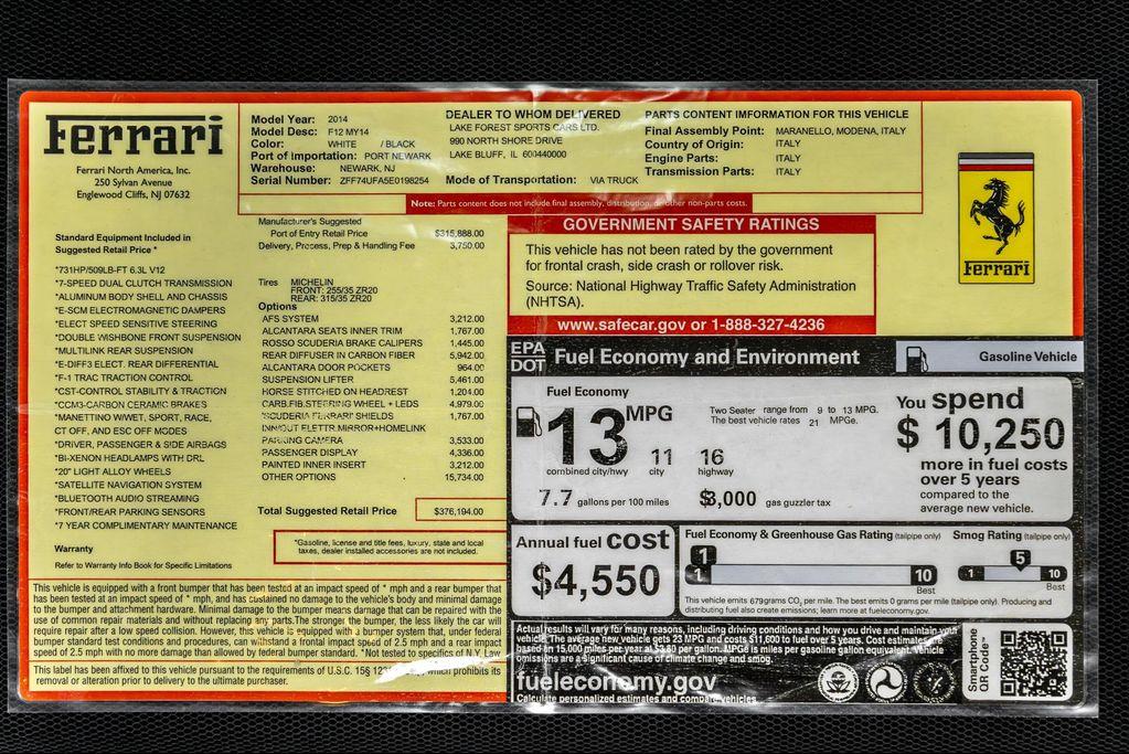 used 2014 Ferrari F12berlinetta car, priced at $279,995