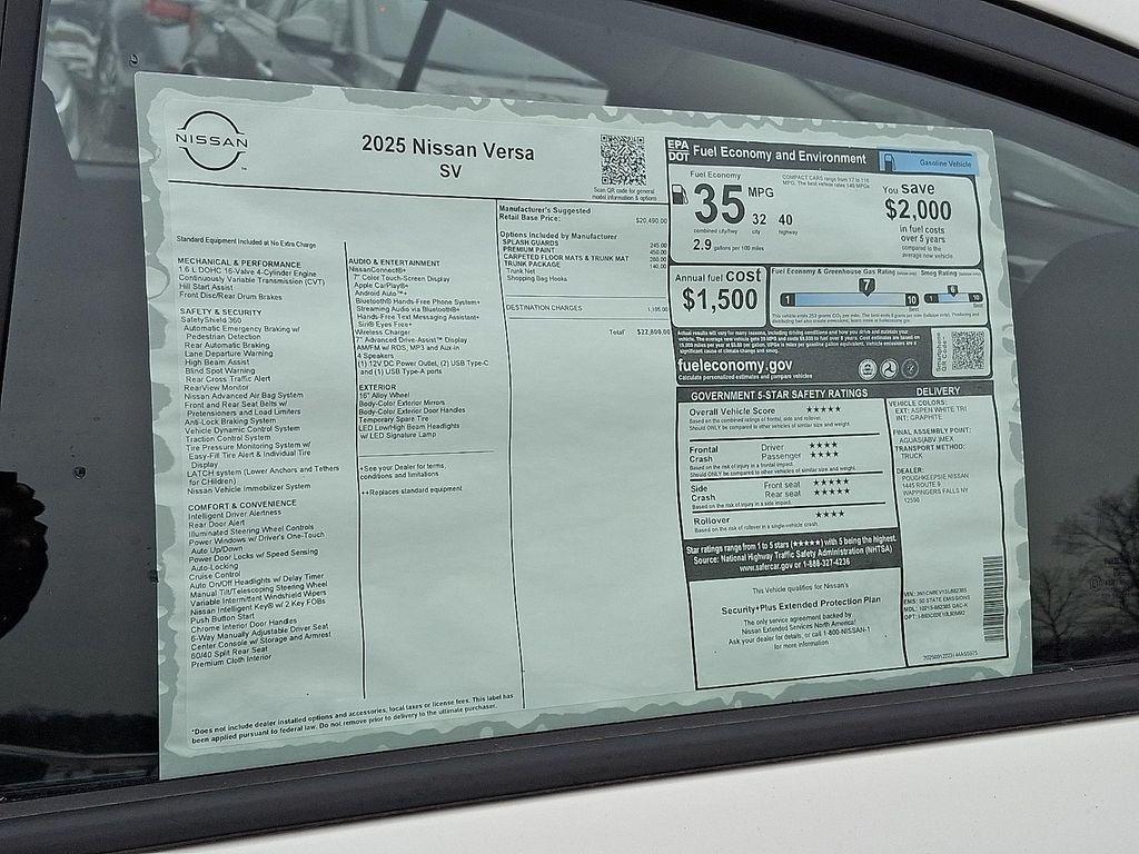 new 2025 Nissan Versa car, priced at $22,050