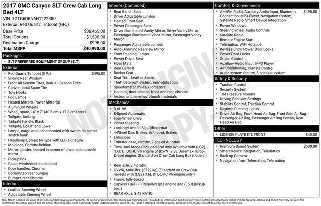 used 2017 GMC Canyon car, priced at $15,104