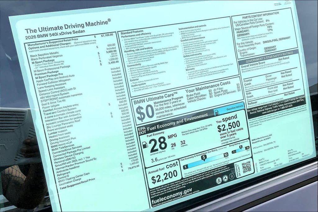 new 2026 BMW 540 car, priced at $79,675