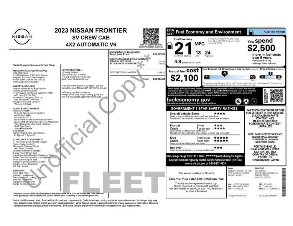 used 2023 Nissan Frontier car, priced at $25,222