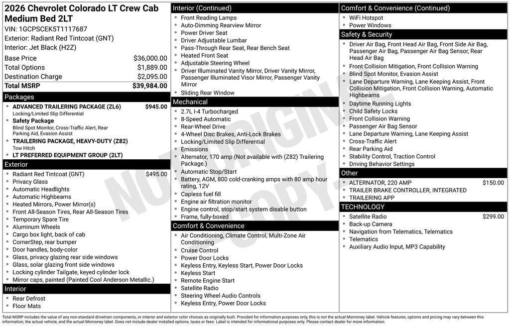 used 2026 Chevrolet Colorado car, priced at $37,800