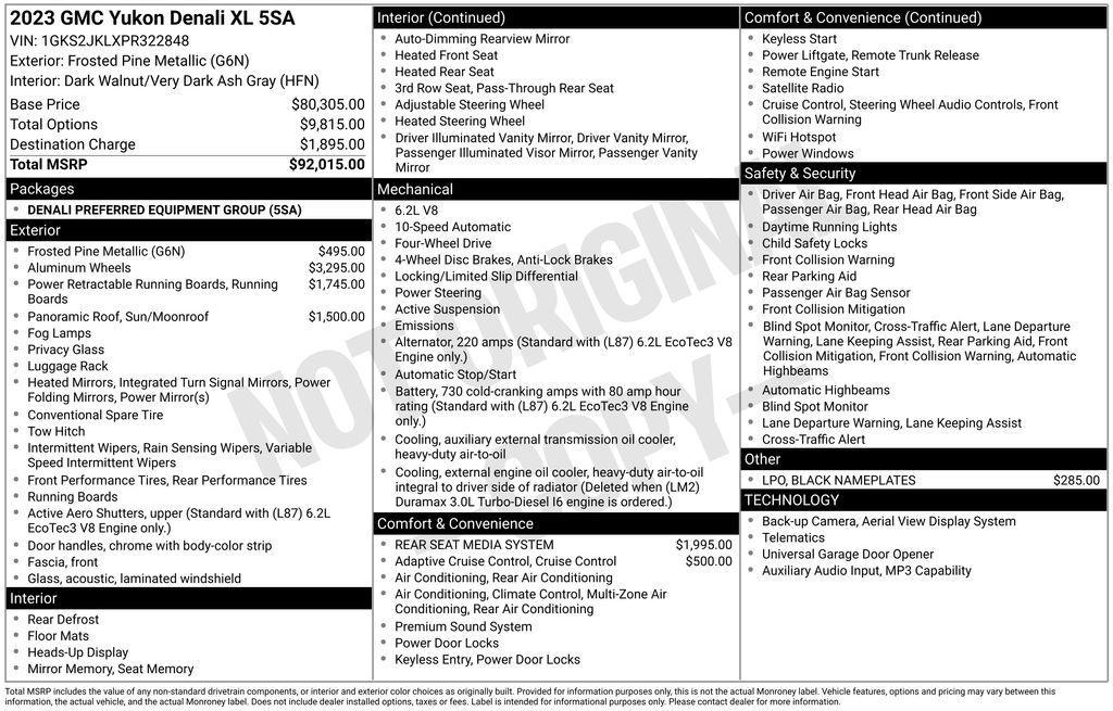 used 2023 GMC Yukon XL car, priced at $59,000