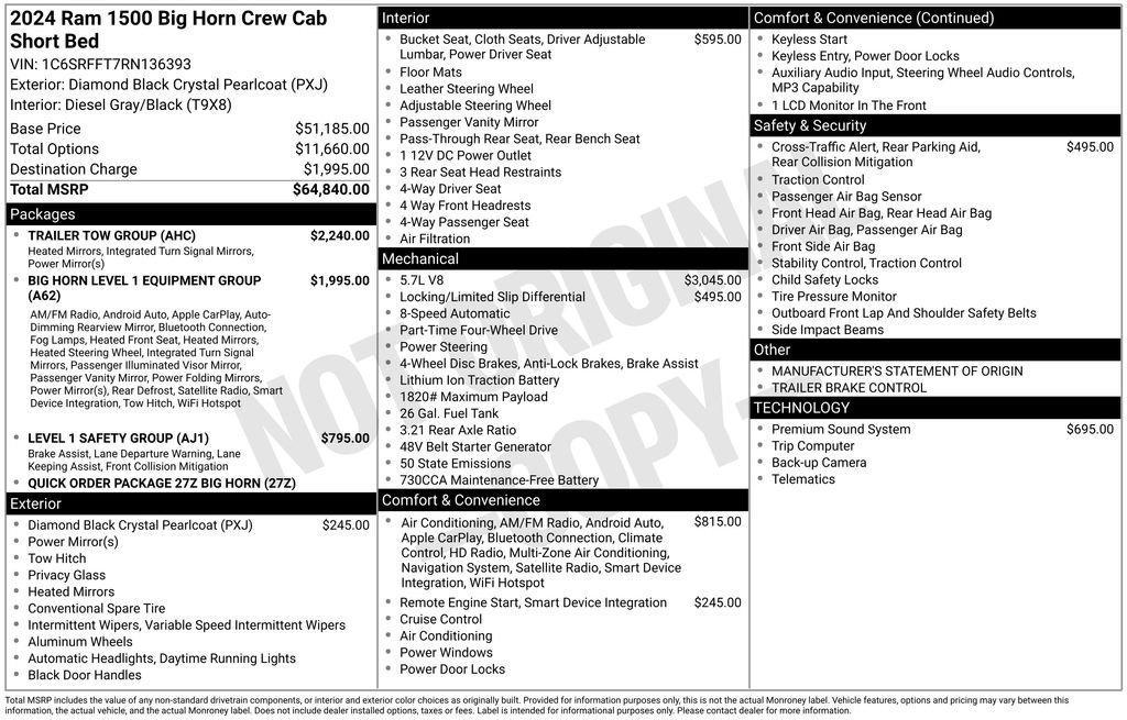 used 2024 Ram 1500 car, priced at $38,300