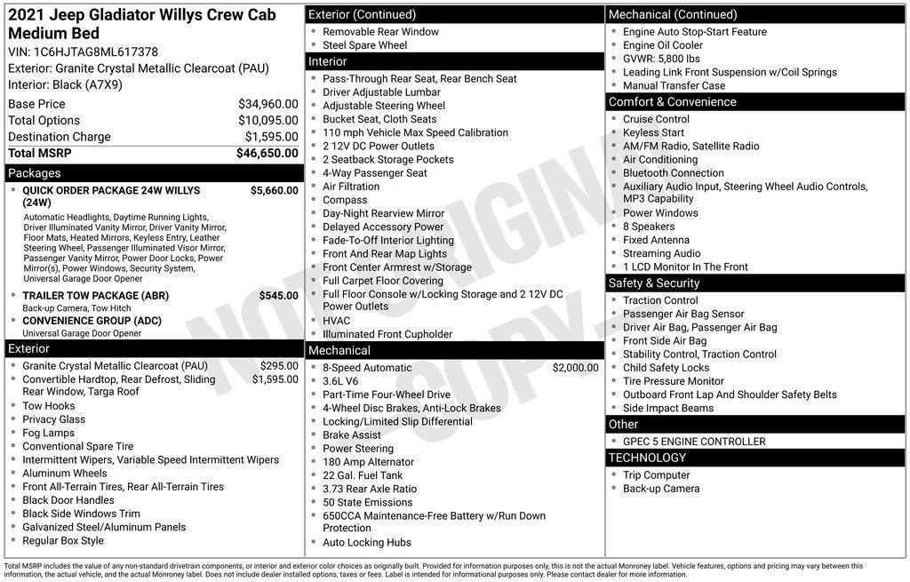 used 2021 Jeep Gladiator car, priced at $30,800