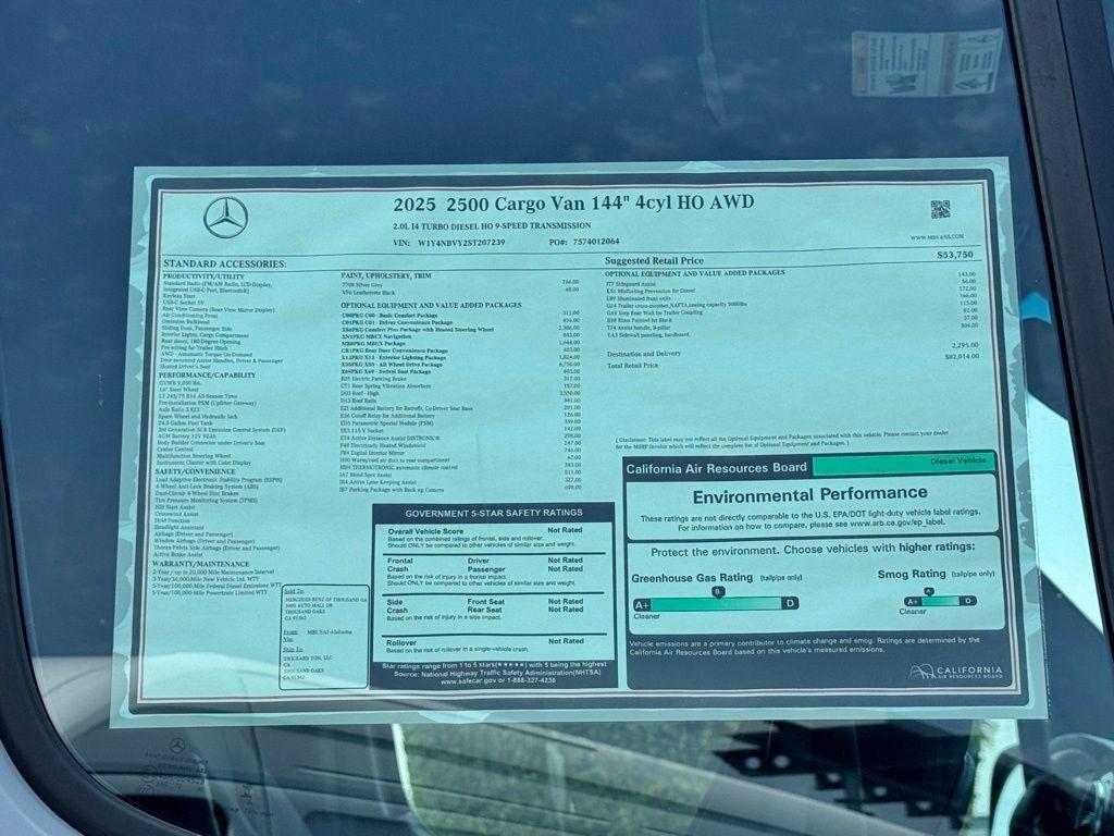 new 2025 Mercedes-Benz Sprinter 2500 car, priced at $82,014