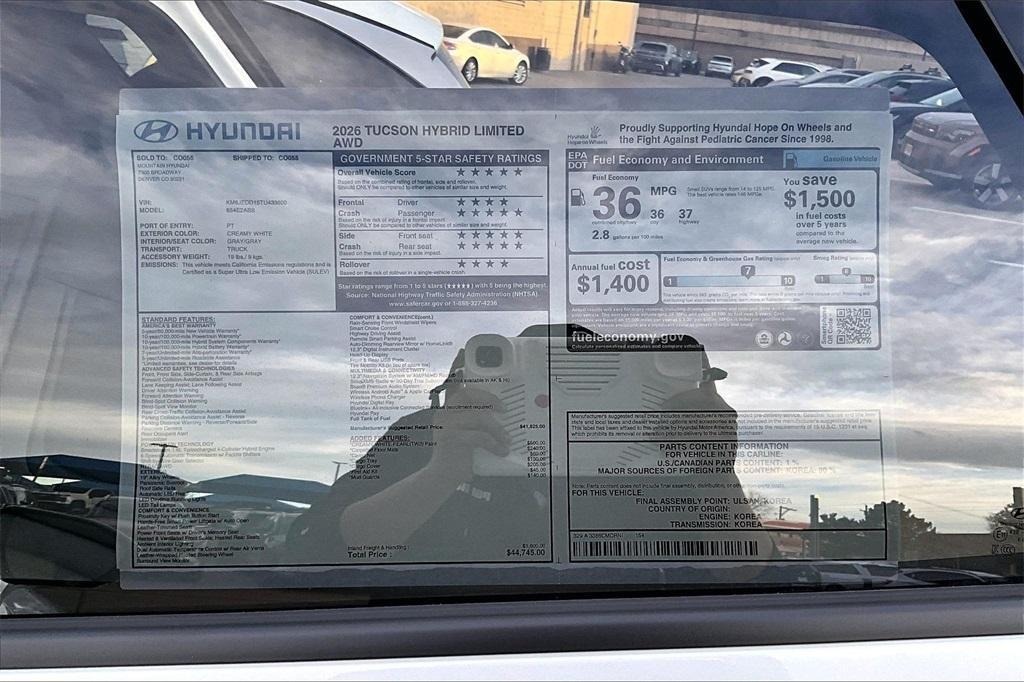 new 2026 Hyundai TUCSON Hybrid car, priced at $43,495