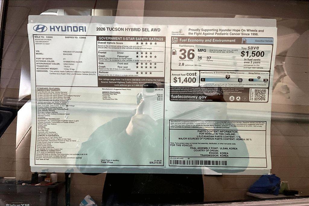 new 2026 Hyundai TUCSON Hybrid car, priced at $31,810