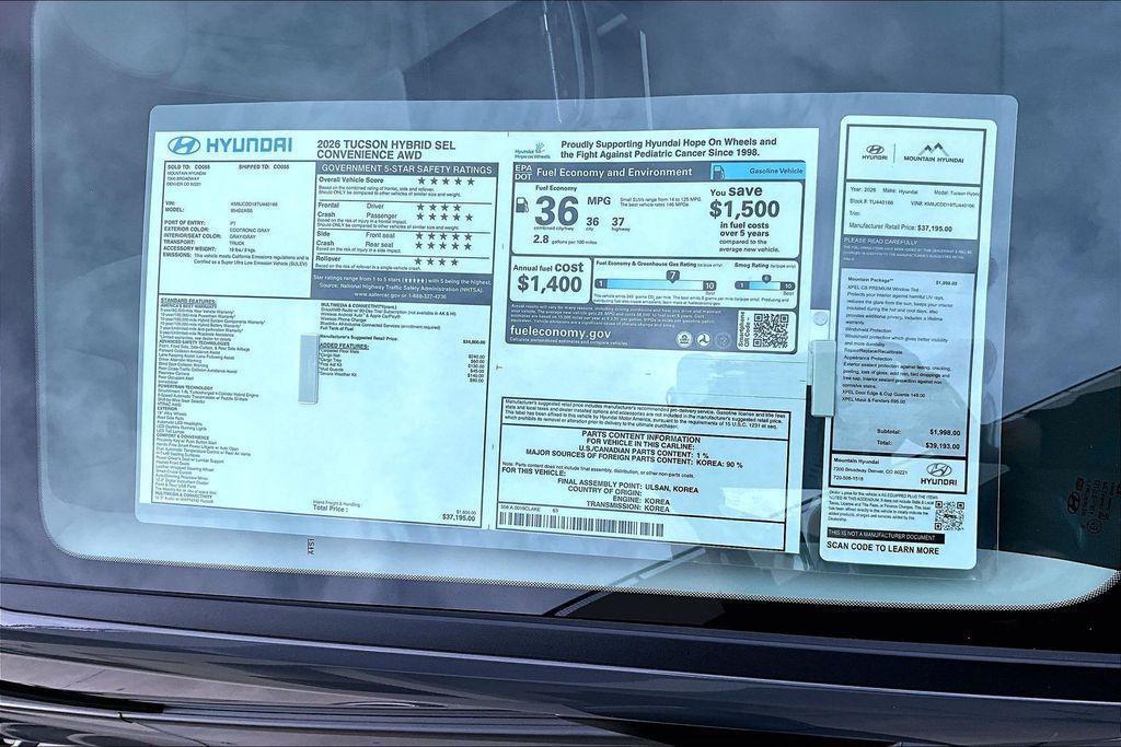 new 2026 Hyundai TUCSON Hybrid car, priced at $32,695